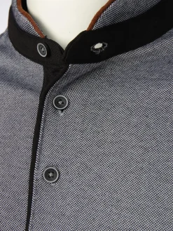 Herren Stehkragenshirt mit Knopfleiste