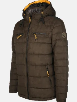 Herren Velour Steppjacke mit Kapuze