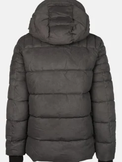 Herren Velour Steppjacke mit Kapuze