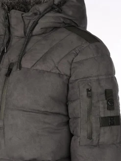 Herren Velour Steppjacke mit Kapuze