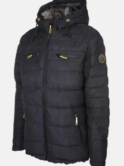 Herren Velour Steppjacke mit Kapuze