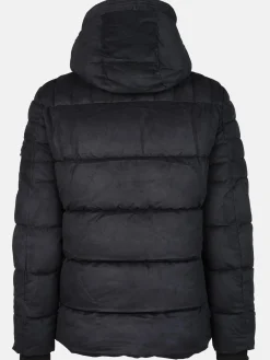 Herren Velour Steppjacke mit Kapuze