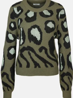 Jacquline JDYLORRAINE ANIMAL L/ Pullover mit abstraktem Leoprint