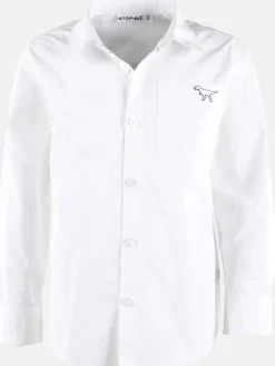 Jungen Langarm-Hemd mit Dino Stickerei