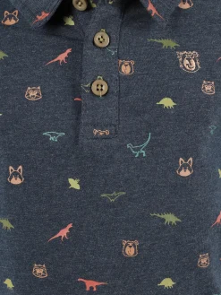 Jungen Poloshirt mit langem Arm im Minimalprint