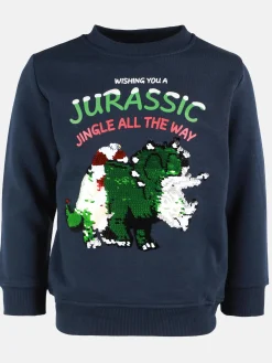 Jungen Weihnachts-Sweatshirt mit Pailletten und Printmotiv