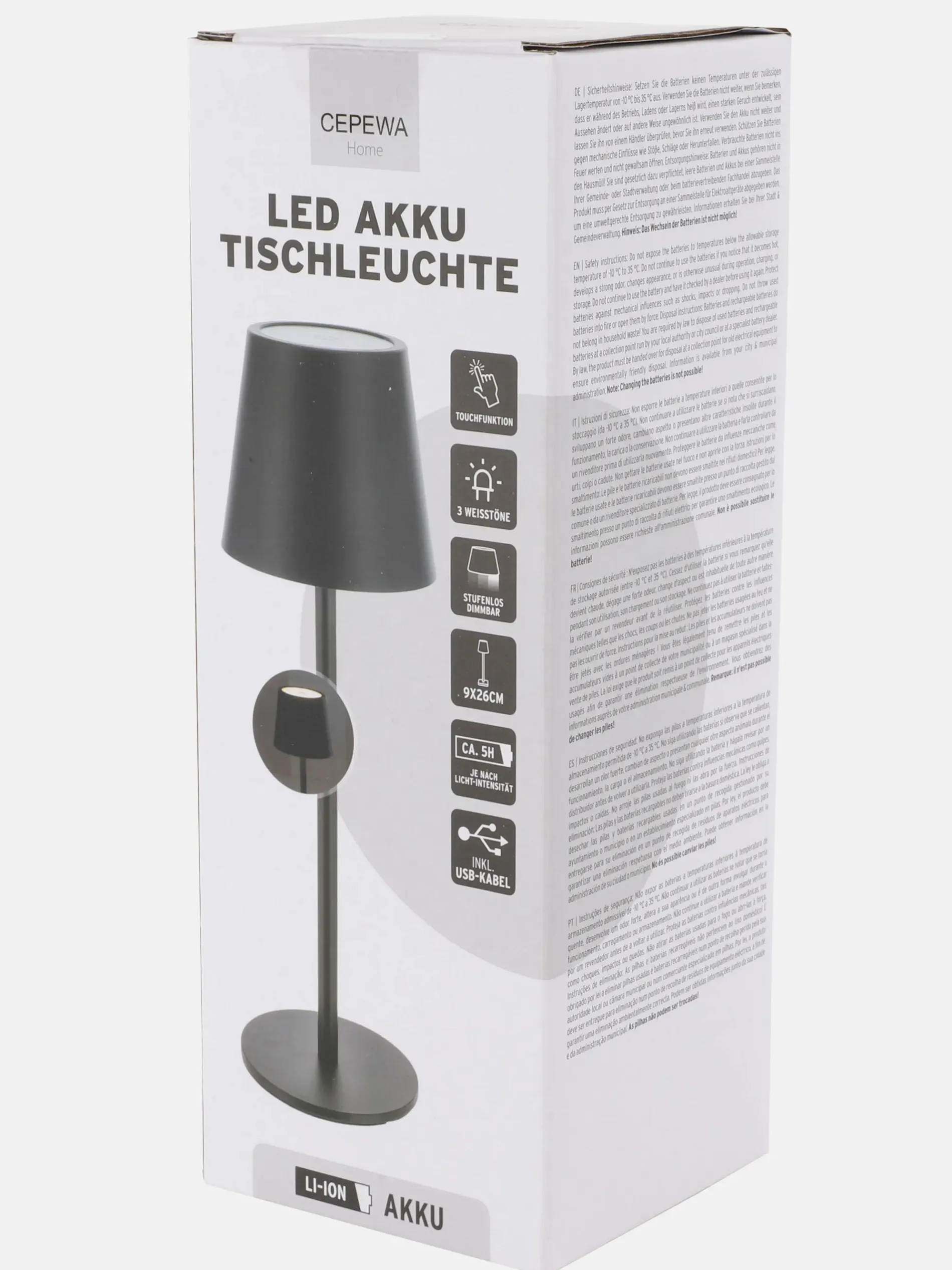LED Akku Tischleuchte 27cm