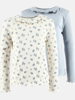 Mädchen 2er Pack Longsleeves in Rippoptik