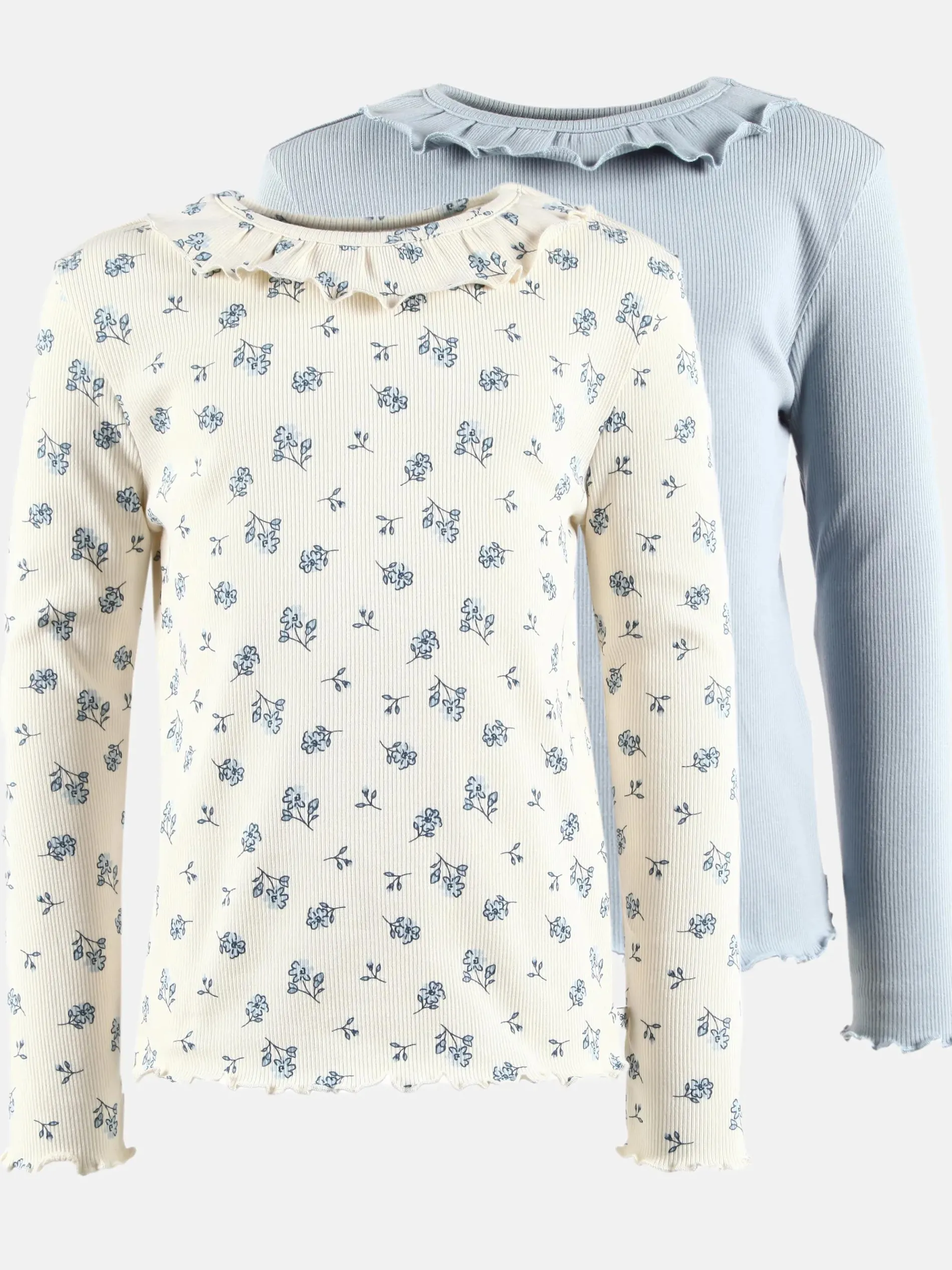 Mädchen 2er Pack Longsleeves in Rippoptik