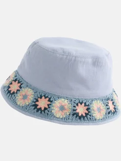 Mädchen Fischerhut mit Blumenborte