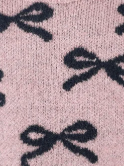 Mädchen Jaquard Pullover mit Allover Schleifchen-Motiv