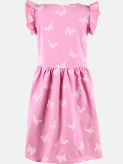 Mädchen Kleid mit Flügelärmelchen und Alloverprint
