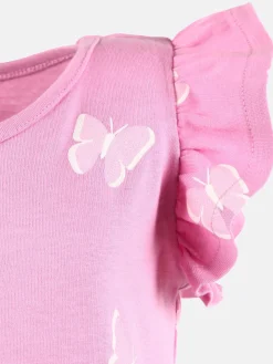 Mädchen Kleid mit Flügelärmelchen und Alloverprint