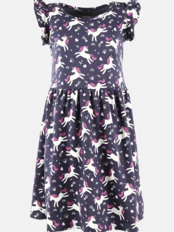 Mädchen Kleid mit Flügelärmelchen und Alloverprint
