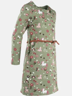 Mädchen Kleid mit Minimalprint und Gürtel