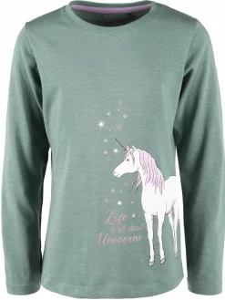 Mädchen Langarmshirt mit Einhornprint