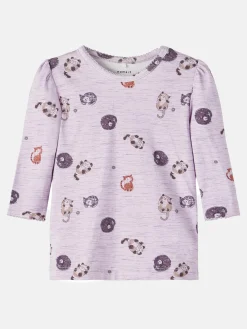 Mädchen Langarmshirt mit Katzenprint