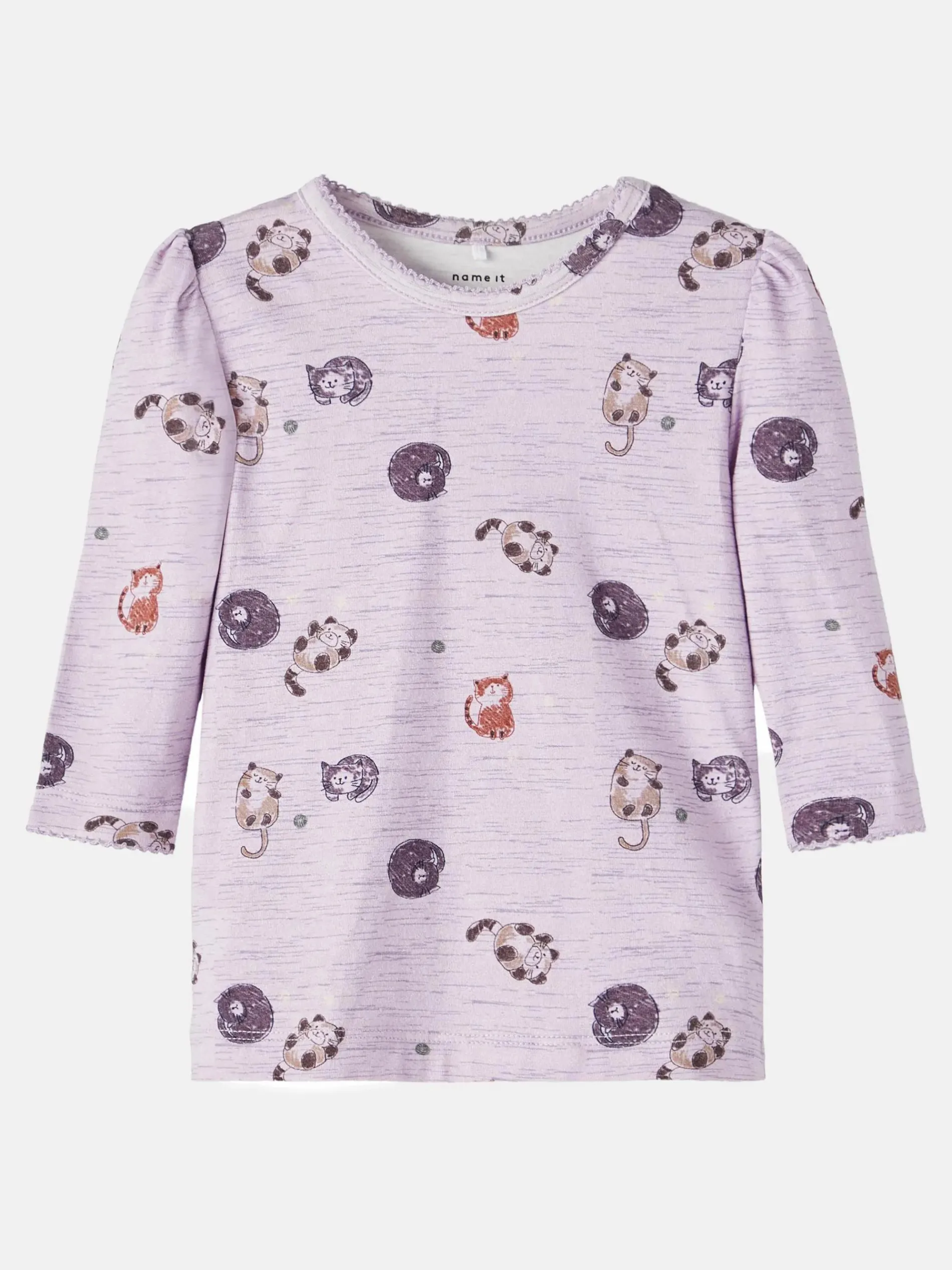 Mädchen Langarmshirt mit Katzenprint