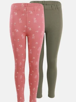 Mädchen Leggings im 2er Pack, eine unifarben, eine mit Motiv