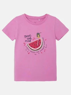 Mädchen Shirt mit Frontprint und Applikation