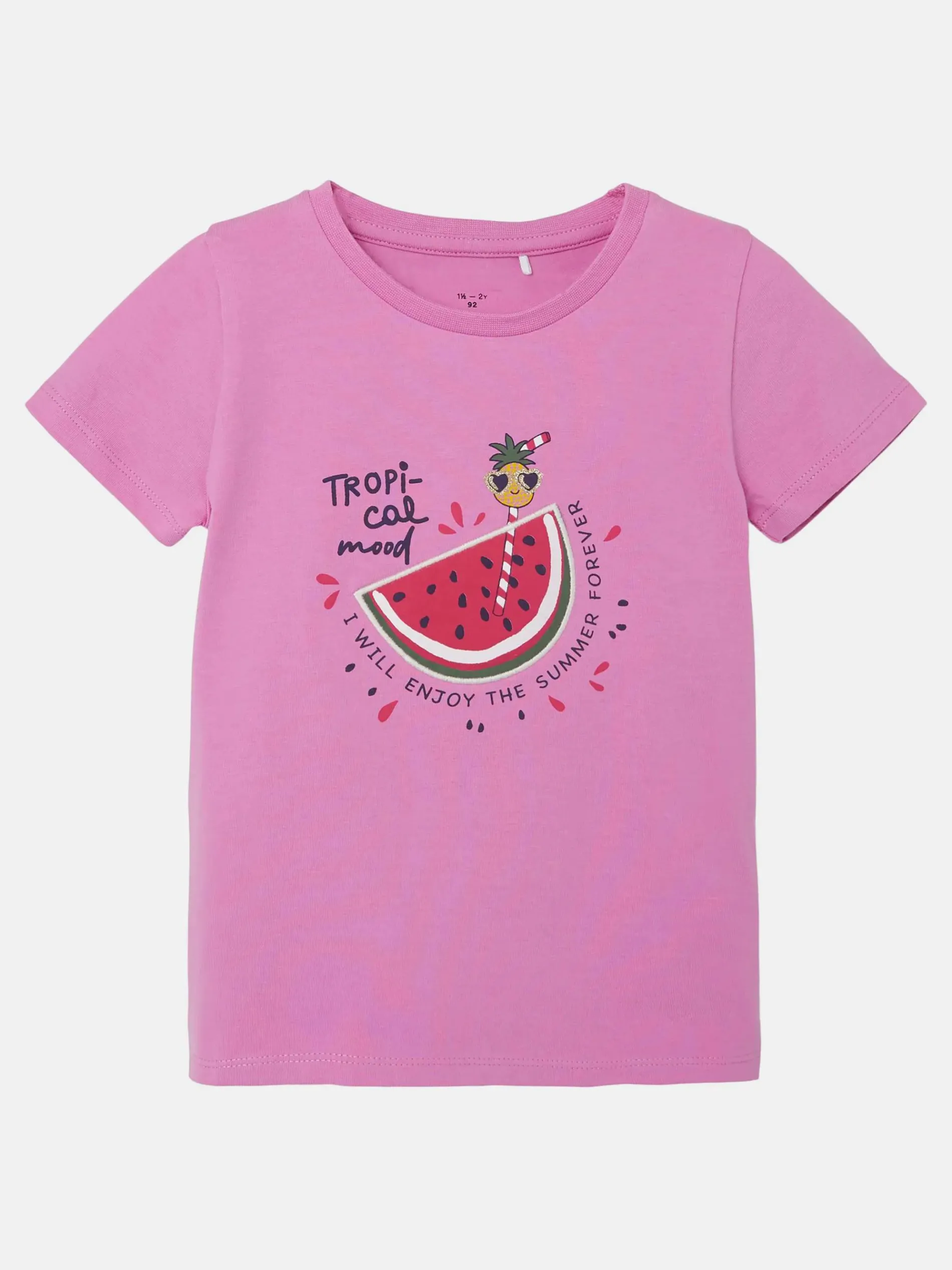 Mädchen Shirt mit Frontprint und Applikation