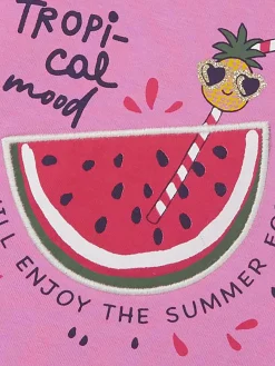 Mädchen Shirt mit Frontprint und Applikation