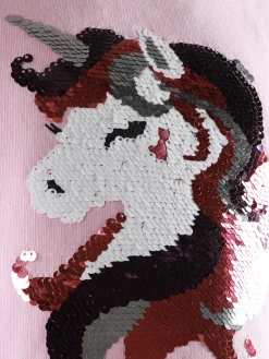 Mädchen Sweatshirt mit Pailletten-Einhornmotiv