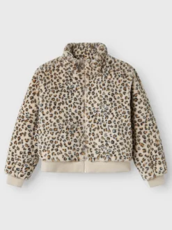Mädchen Teddyjacke mit Leoprint