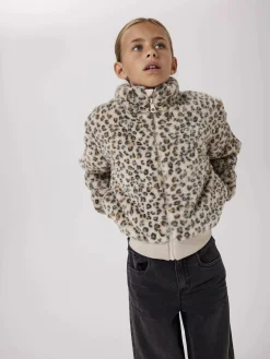 Mädchen Teddyjacke mit Leoprint