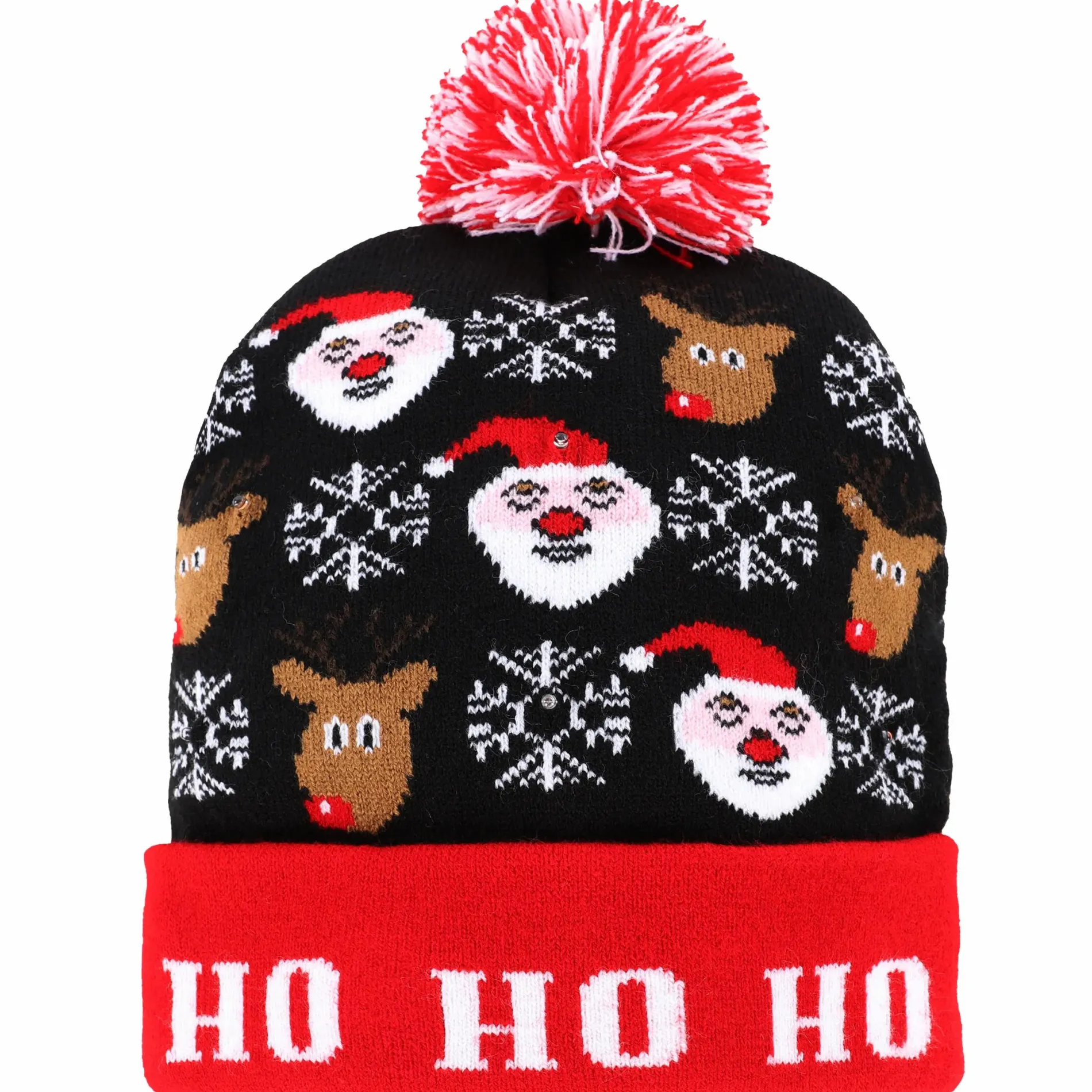 Mütze im weihnachtlichen Stil mit Bommel