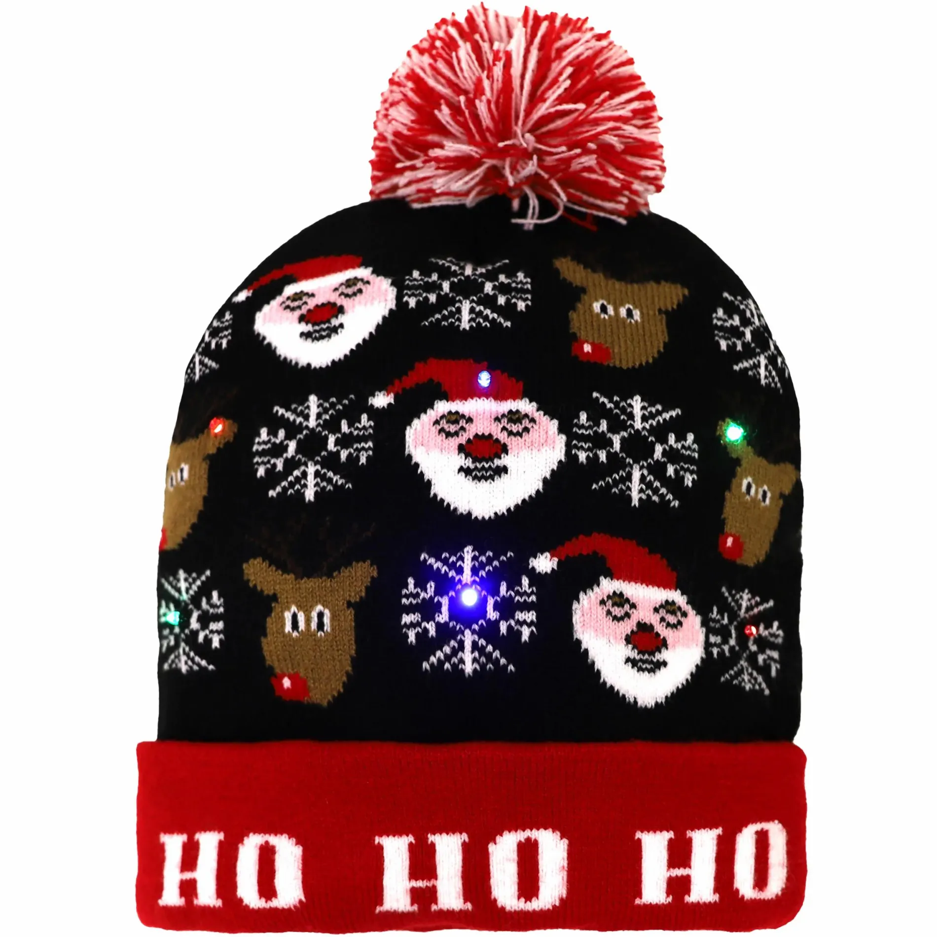 Mütze im weihnachtlichen Stil mit Bommel