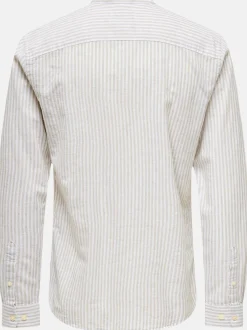 Only&Sons ONSCAIDEN LS MAO STRIPE LINEN Baumwollhemd