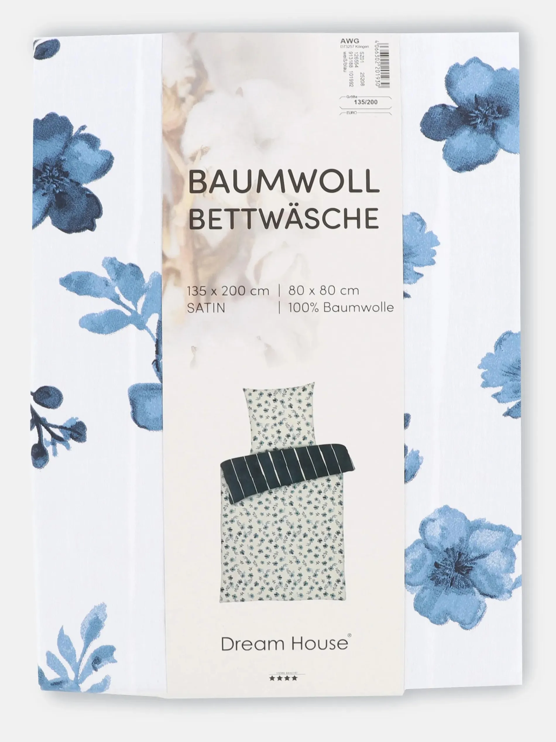 Satinbettwäsche "Mille Fleure" 135x200cm