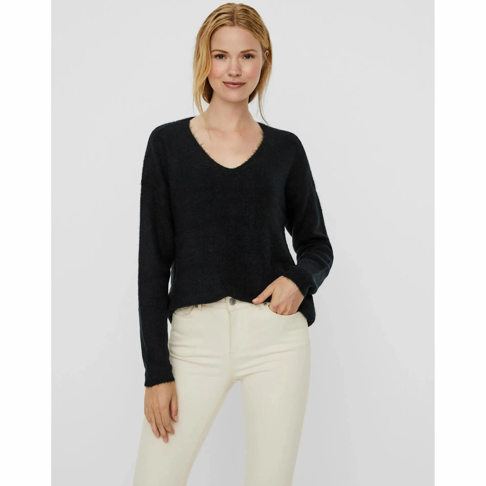 Vero Moda VMCREWLEFILE LS V-NEC Strickpullover