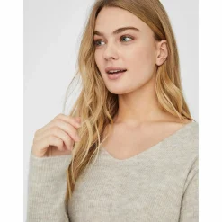 Vero Moda VMCREWLEFILE LS V-NEC Strickpullover