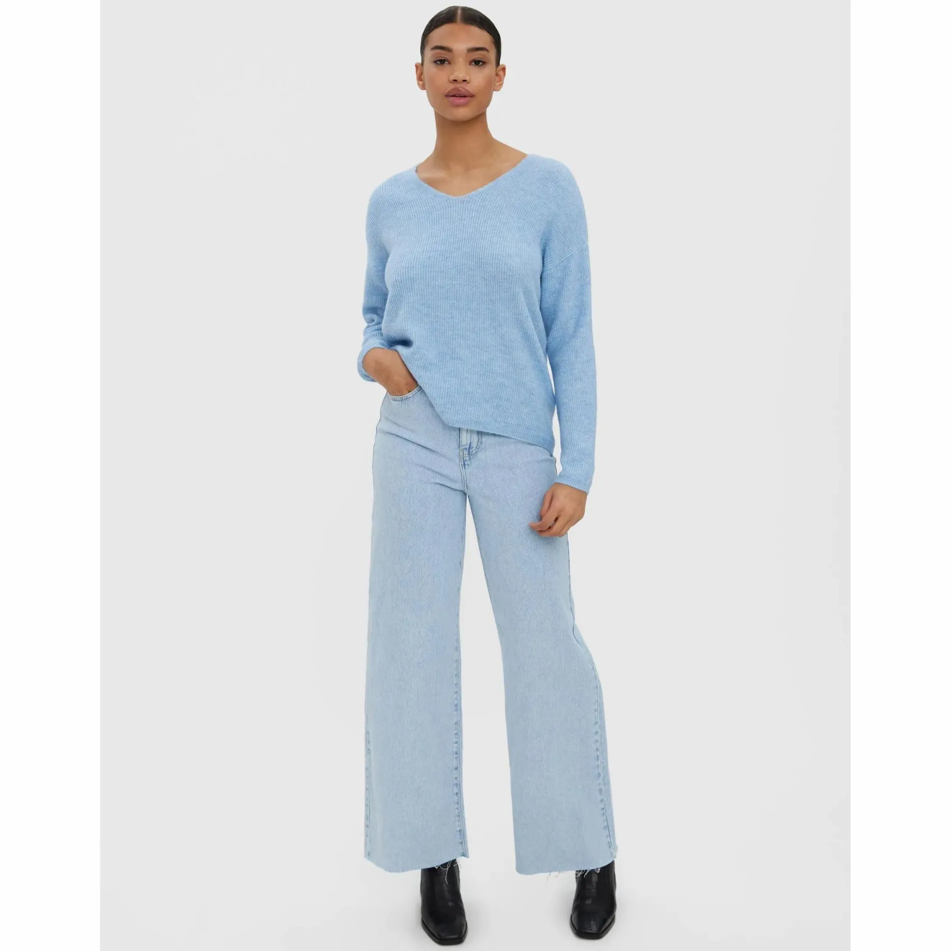 Vero Moda VMCREWLEFILE LS V-NEC Strickpullover