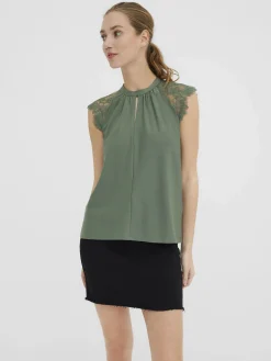 Vero Moda VMMILLA SL LACE TEE G Spitzentop